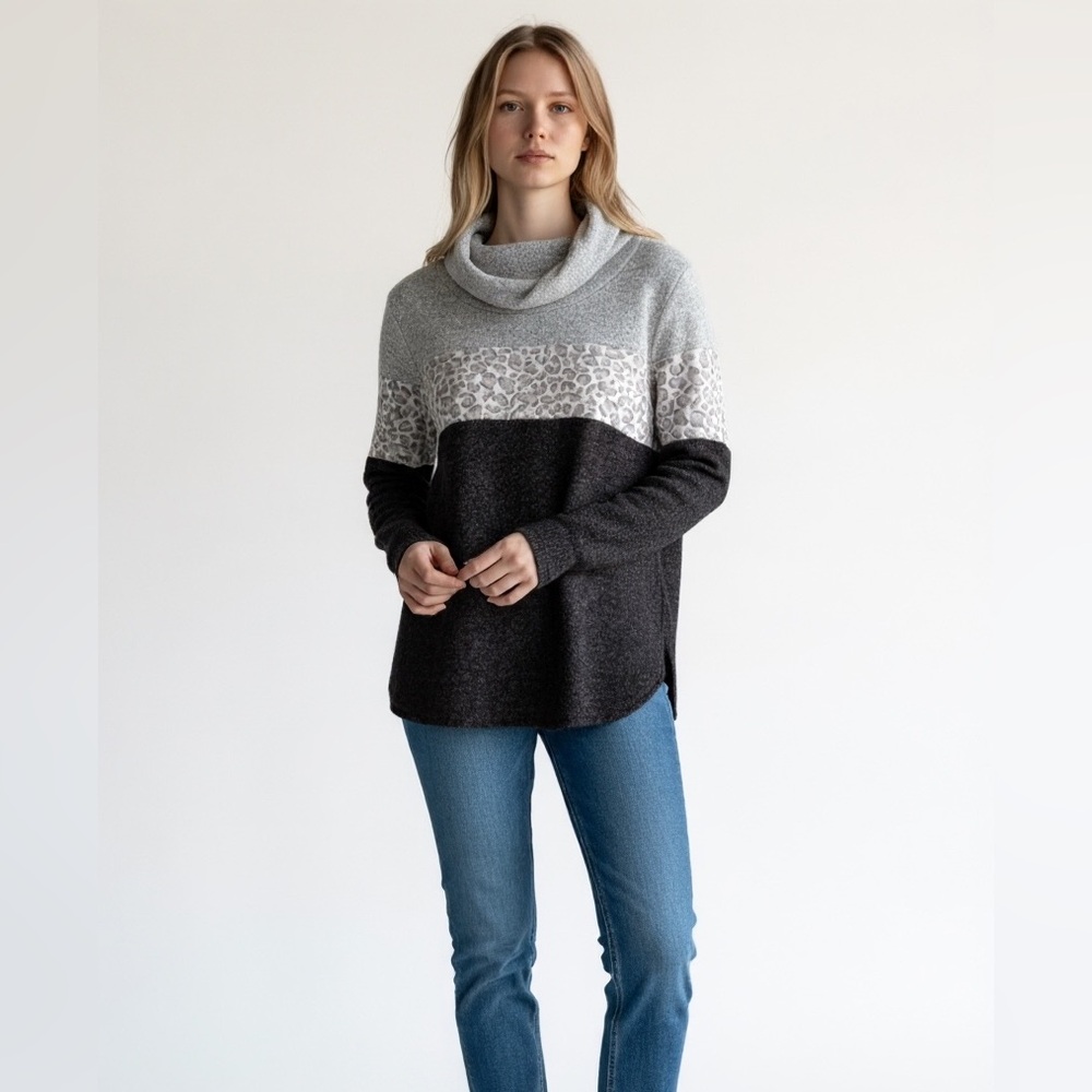 Market & Spruce Tunic Cowl Neck Long Sleeve Sweater Womens Size Small